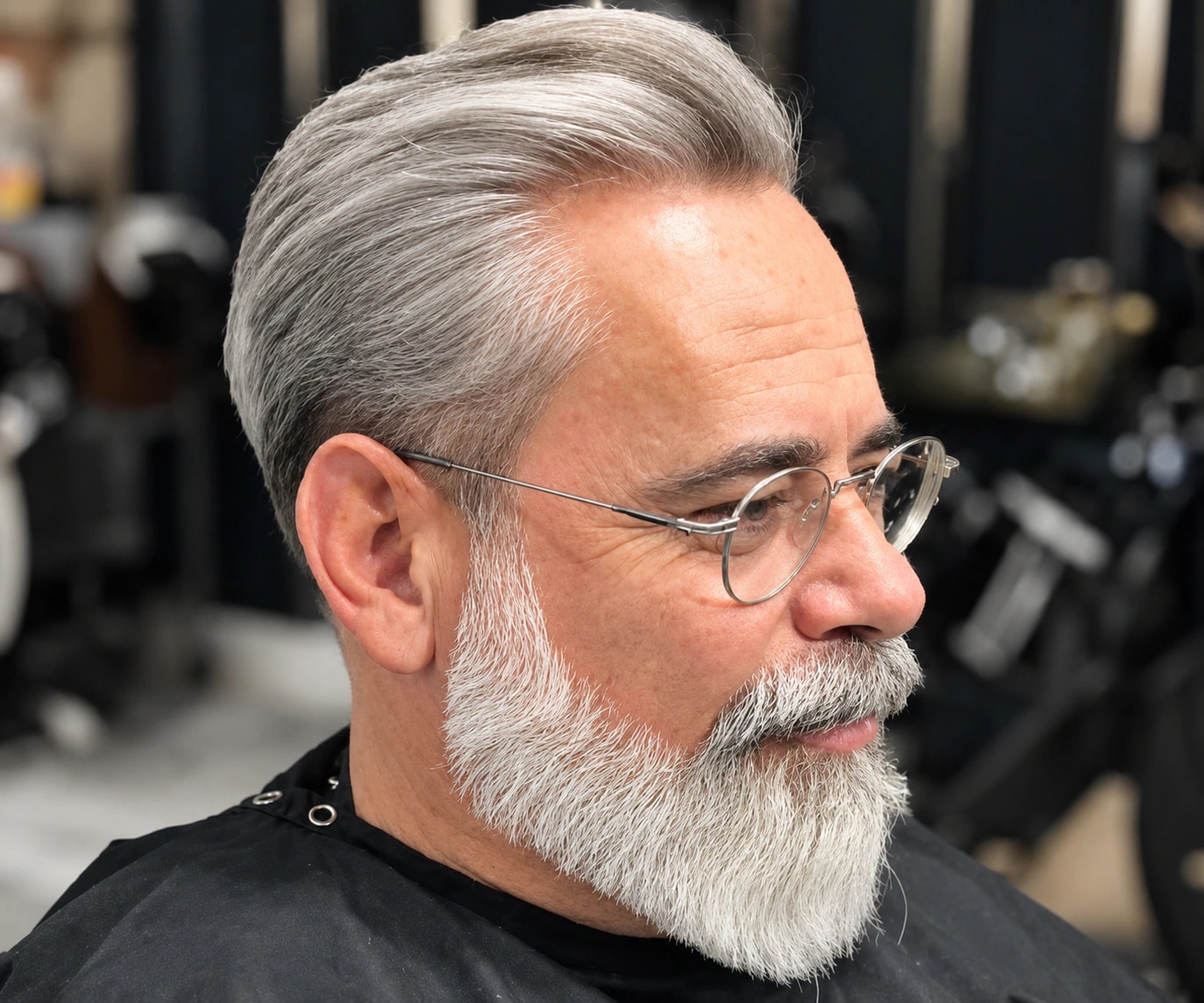 Man with styled hair and a groomed grey beard